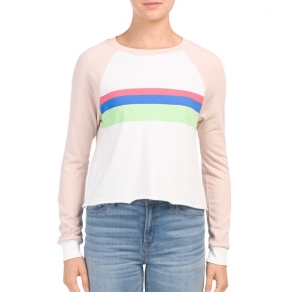 WILDFOX Sweatshirt Striped Beach House Cropped - Picture 12 of 15